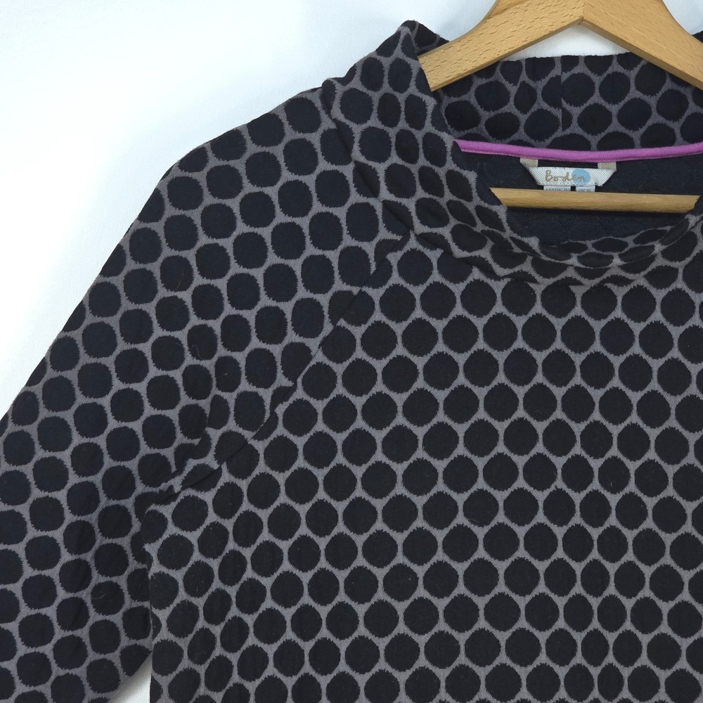 Boden Polka Dot Knit Sweater Womens 12 Preppy Retro Mod Office Old Money Quiet - Picture 9 of 16